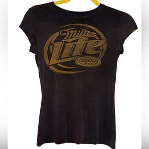Women's Miller lite  dark grey Tee with Gold Logo